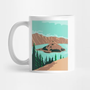 Crater Lake National Park in Klamath County Oregon United States WPA Poster Art Color Mug